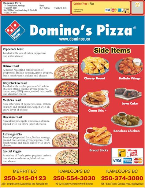 domino's menu prices.
